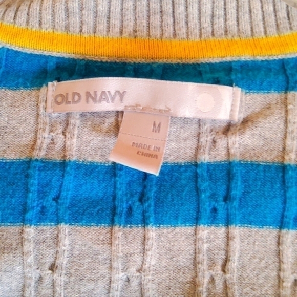 Old Navy Striped V Neck Sweater Blue Gray Medium - Picture 4 of 6